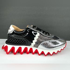 Christian Louboutin Loubishark Silver Black Men Sneakers Size EU 44.5 - US 11.5